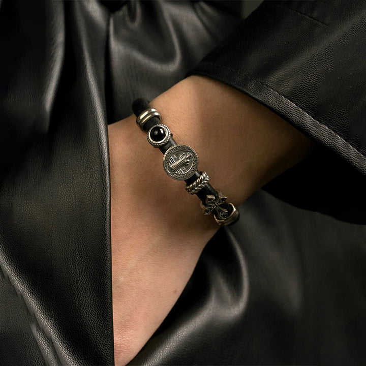 Vintage Onyx 925 Sterling Silver Bracelet 02 | RoyalLuster.com