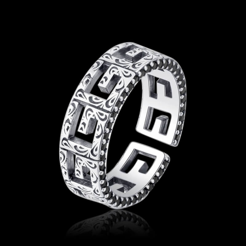 Vintage Pattern Hollow 925 Sterling Silver Ring 01 | RoyalLuster.com