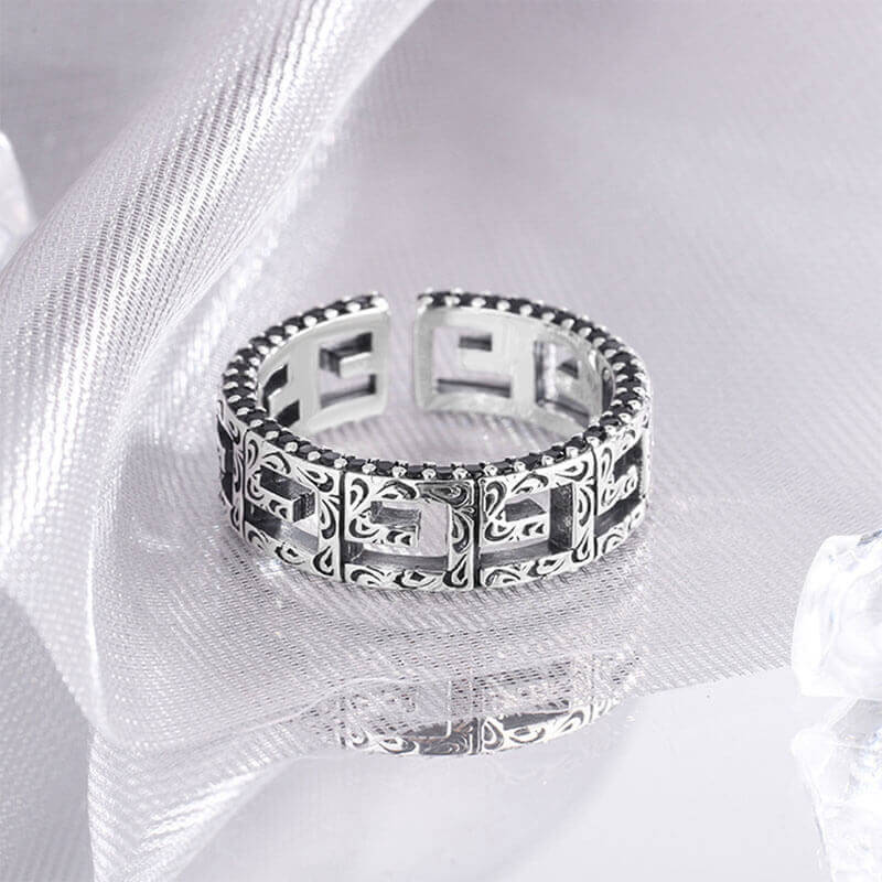 Vintage Pattern Hollow 925 Sterling Silver Ring 04 | RoyalLuster.com