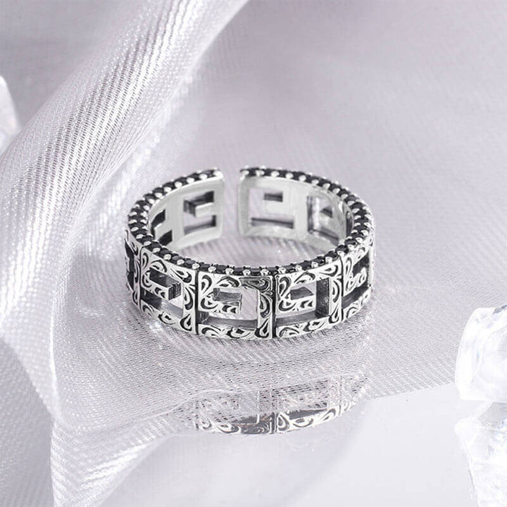 Vintage Pattern Hollow 925 Sterling Silver Ring 04 | RoyalLuster.com