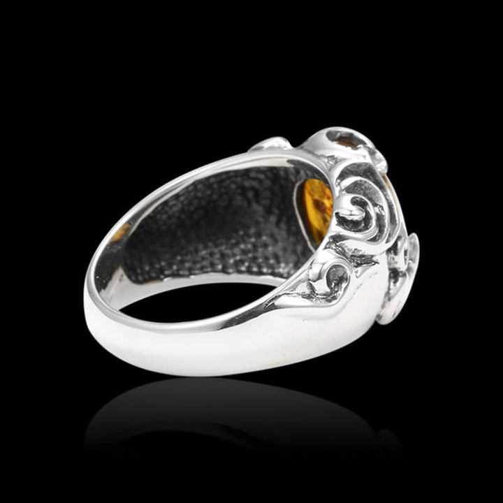 Vintage Personalized Amber 925 Sterling Silver Ring 05 | RoyalLuster.com