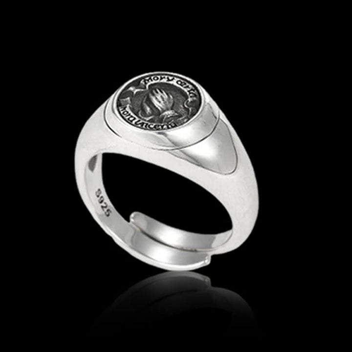 Vintage Praying Hands 925 Sterling Silver Open Ring 03 | RoyalLuster.com