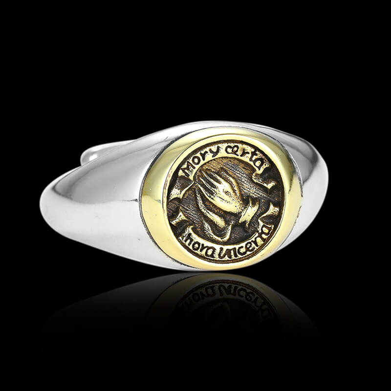 Vintage Praying Hands 925 Sterling Silver Open Ring 04 | RoyalLuster.com