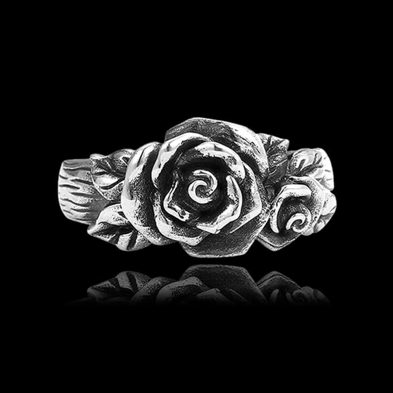 Vintage Rose 925 Sterling Silver Open Ring 01 | RoyalLuster.com