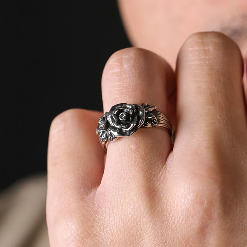 Vintage Rose 925 Sterling Silver Open Ring 02 | RoyalLuster.com