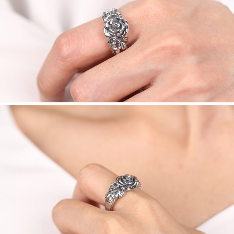 Vintage Rose 925 Sterling Silver Open Ring