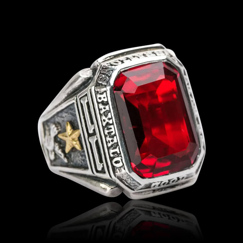 Vintage Ruby Wide Face 925 Sterling Silver Ring 01 | RoyalLuster.com