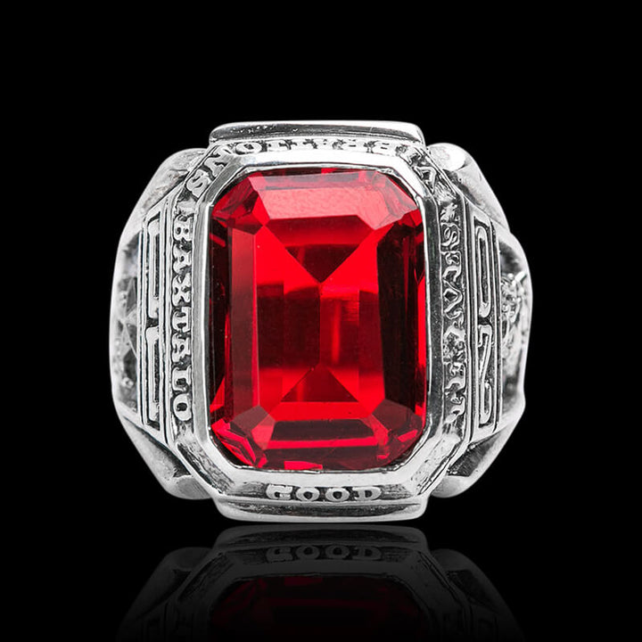 Vintage Ruby Wide Face 925 Sterling Silver Ring 03 | RoyalLuster.com