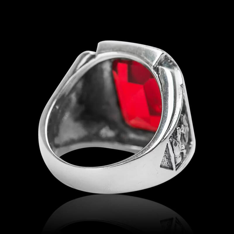 Vintage Ruby Wide Face 925 Sterling Silver Ring 05 | RoyalLuster.com