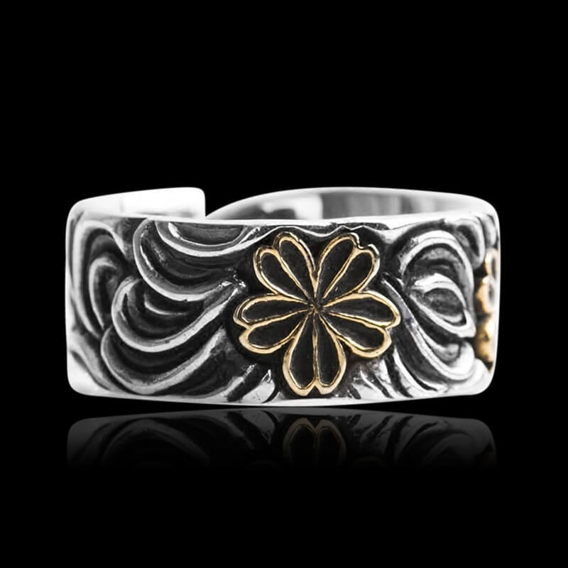 Vintage Sakura 925 Sterling Silver Open Ring 03 | RoyalLuster.com