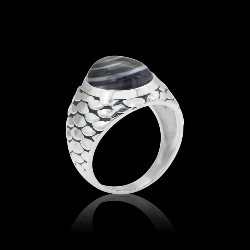 Vintage Scale Gemstone 925 Sterling Silver Ring 01 | RoyalLuster.com