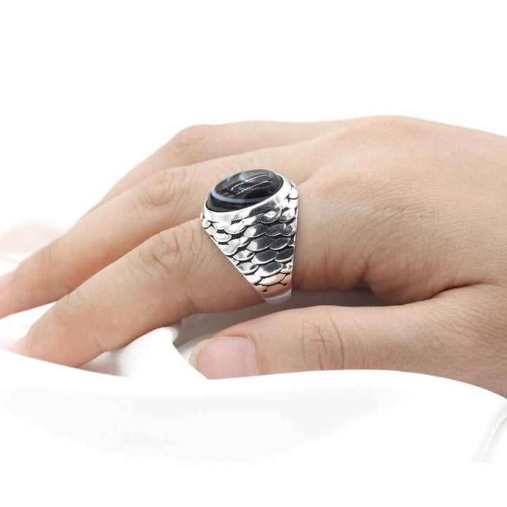 Vintage Scale Gemstone 925 Sterling Silver Ring 02 | RoyalLuster.com