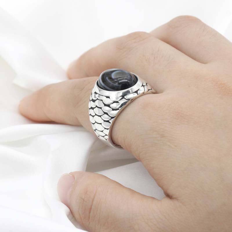 Vintage Scale Gemstone 925 Sterling Silver Ring 05 | RoyalLuster.com