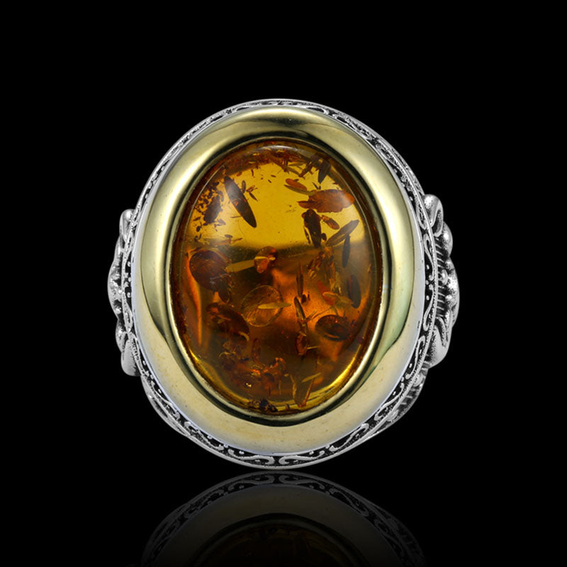 Vintage Scorpion Amber 925 Sterling Silver Ring 01 | RoyalLuster.com