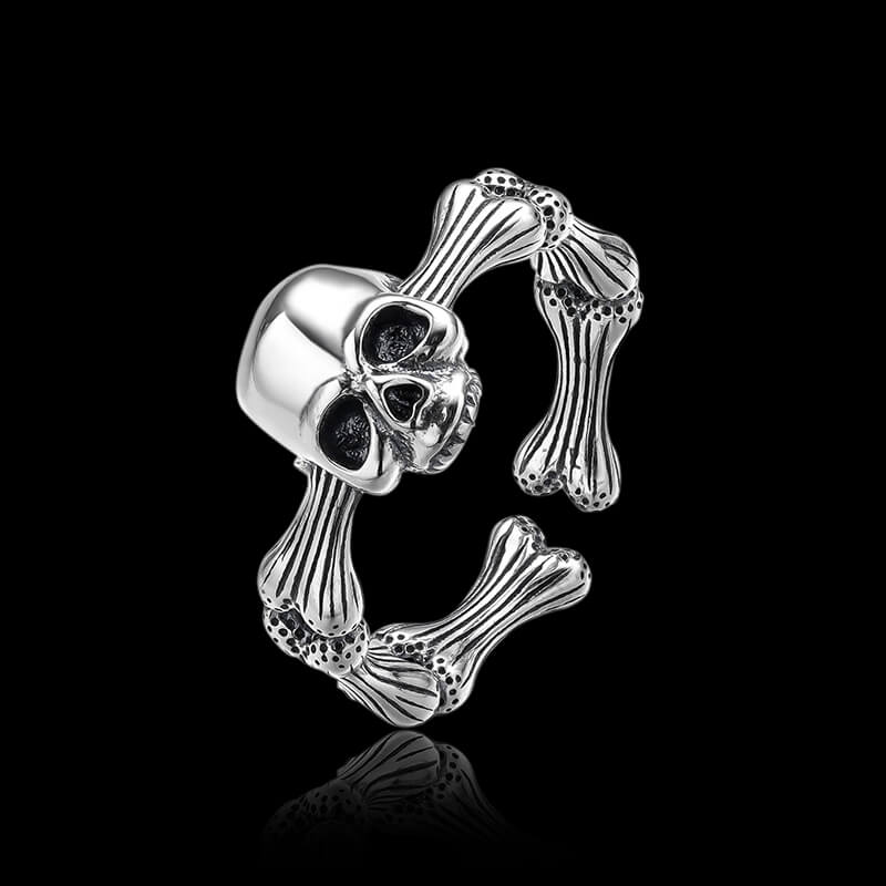 Vintage Skull 925 Sterling Silver Open Ring 01 | RoyalLuster.com