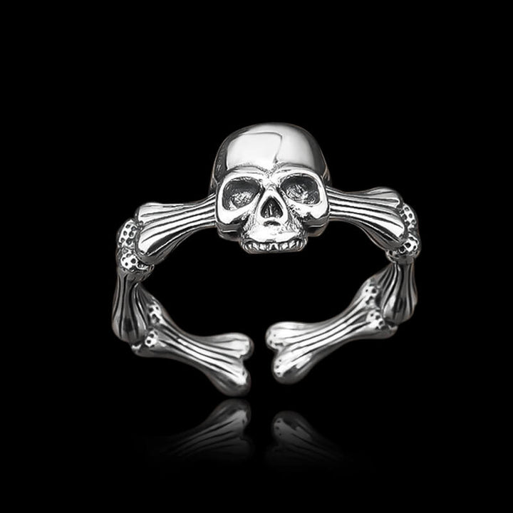 Vintage Skull 925 Sterling Silver Open Ring 03 | RoyalLuster.com