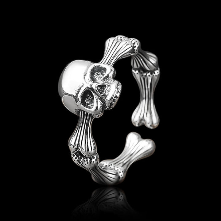 Vintage Skull 925 Sterling Silver Open Ring 04 | RoyalLuster.com