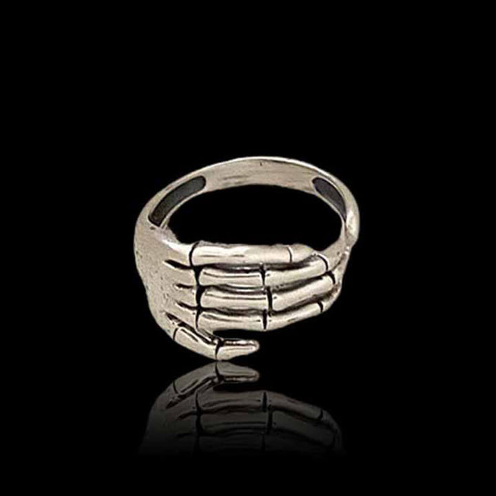 Vintage Skull Hand Bone 925 Sterling Silver Open Ring 04 | RoyalLuster.com