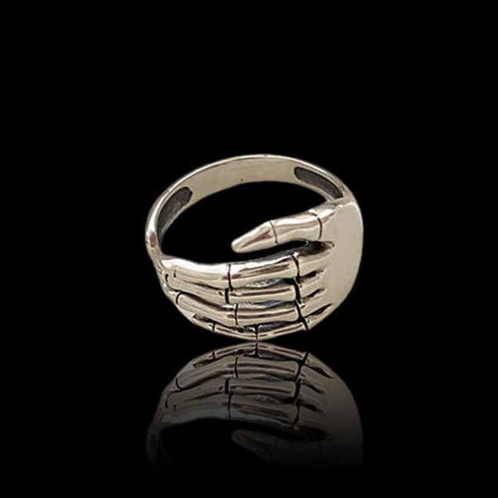 Vintage Skull Hand Bone 925 Sterling Silver Open Ring 04 | RoyalLuster.com