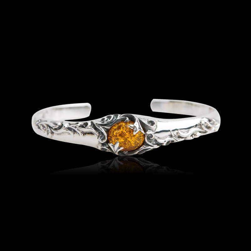 Vintage Tangleweed Amber 925 Sterling Silver Bracelet 01 | RoyalLuster.com
