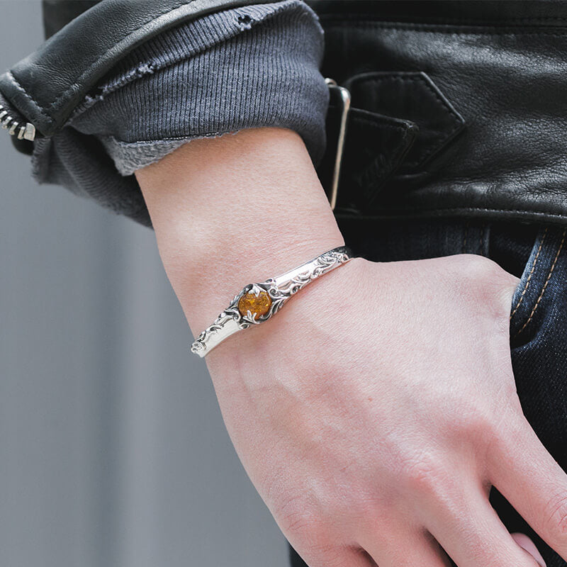 Vintage Tangleweed Amber 925 Sterling Silver Bracelet 02 | RoyalLuster.com