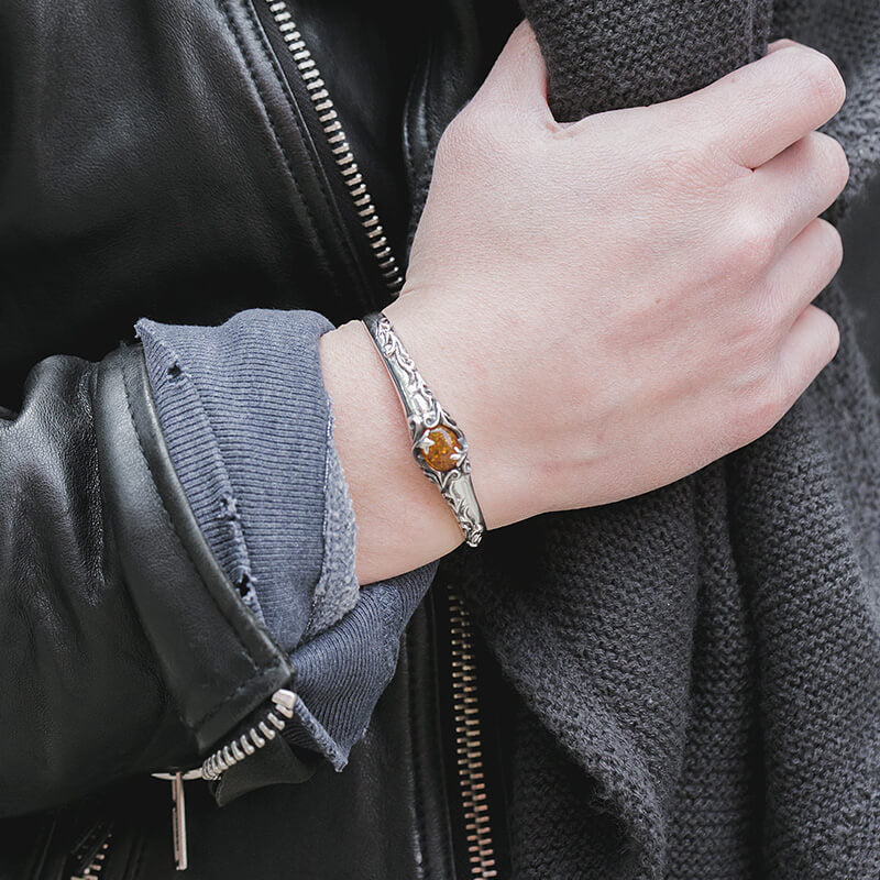 Vintage Tangleweed Amber 925 Sterling Silver Bracelet 04 | RoyalLuster.com