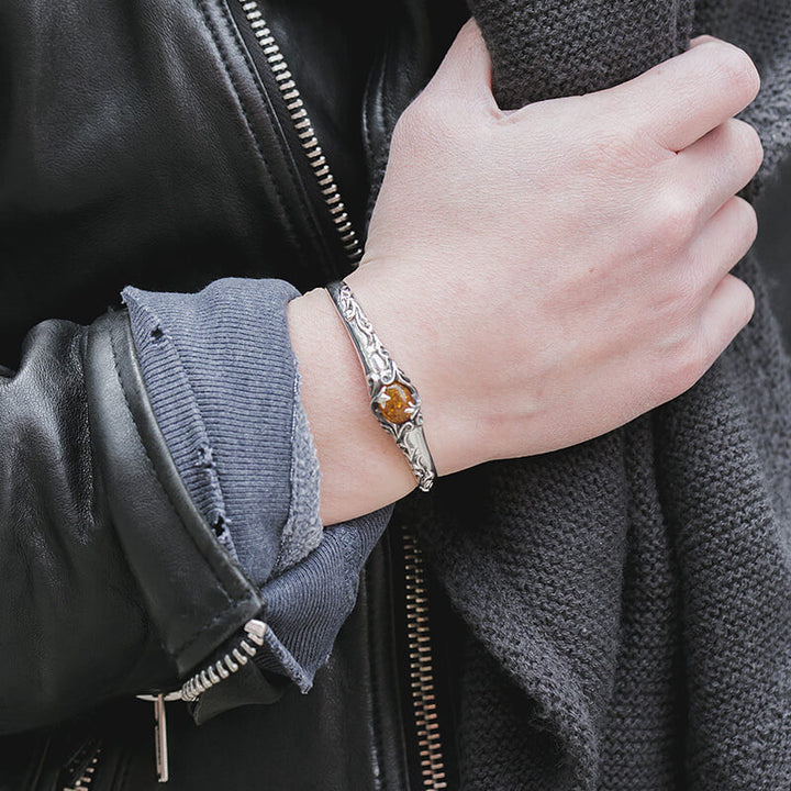 Vintage Tangleweed Amber 925 Sterling Silver Bracelet 04 | RoyalLuster.com