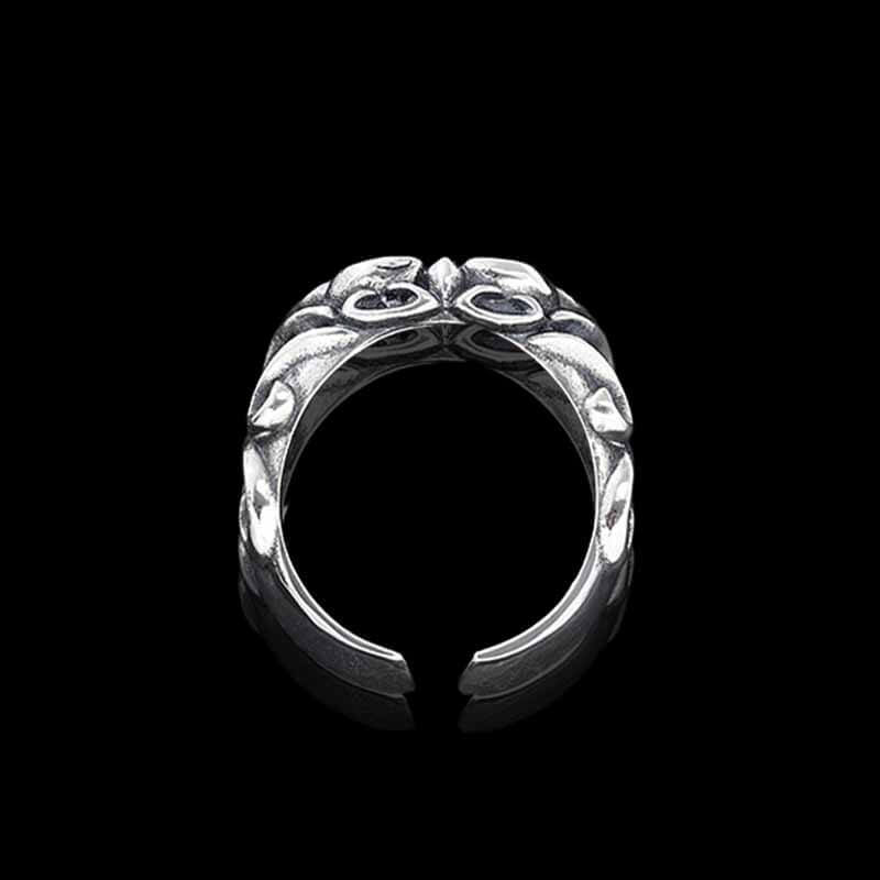 Vintage Textured Cross 925 Sterling Silver Wide Ring