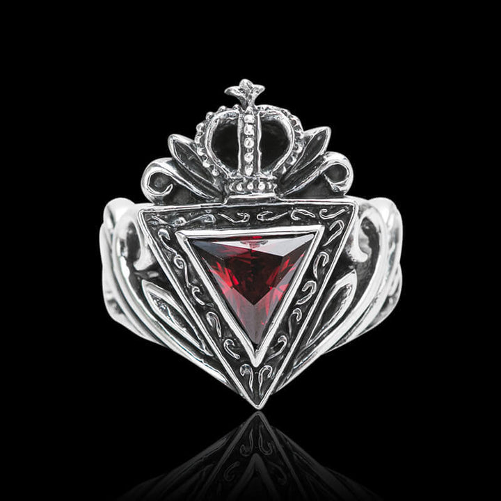 Vintage Triangle Crown 925 Sterling Silver Ring 03 | RoyalLuster.com