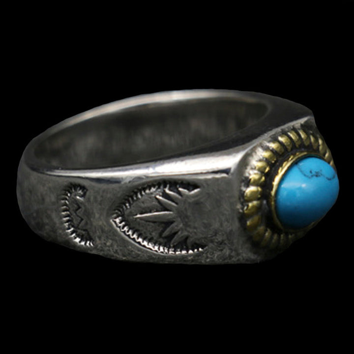 Vintage Turquoise 925 Sterling Silver Men's Ring 03 | Royalluster.com