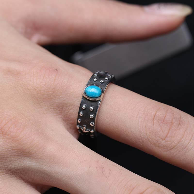Vintage Turquoise Starfish 925 Sterling Silver Ring 02 | RoyalLuster.com