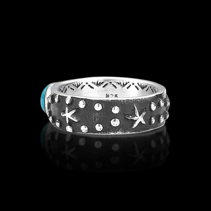 Vintage Turquoise Starfish 925 Sterling Silver Ring