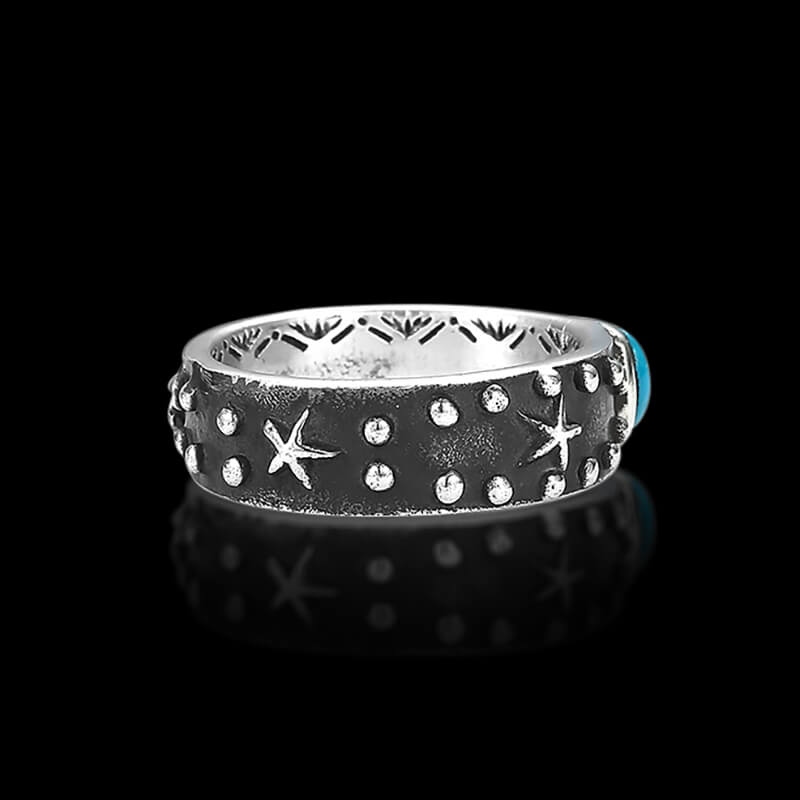 Vintage Turquoise Starfish 925 Sterling Silver Ring