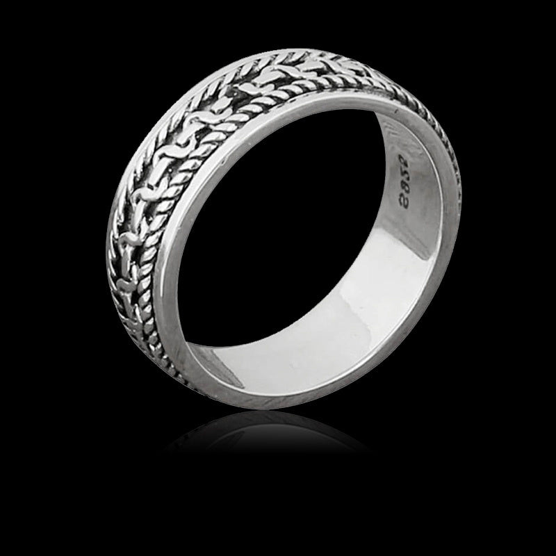 Vintage Twist Pattern 925 Sterling Silver Ring 01 | Royalluster.com
