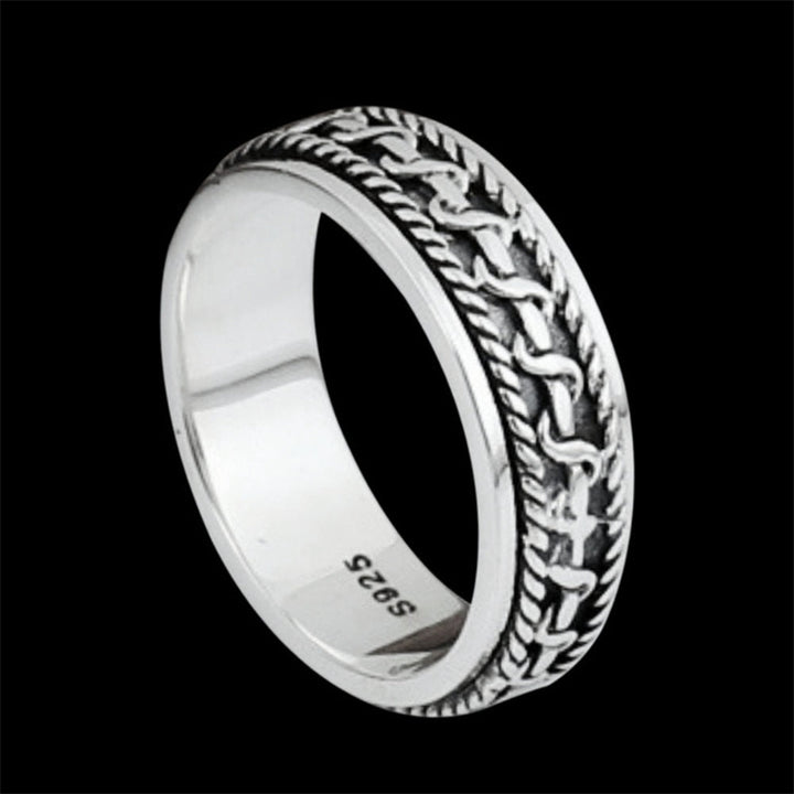 Vintage Twist Pattern 925 Sterling Silver Ring 03 | Royalluster.com