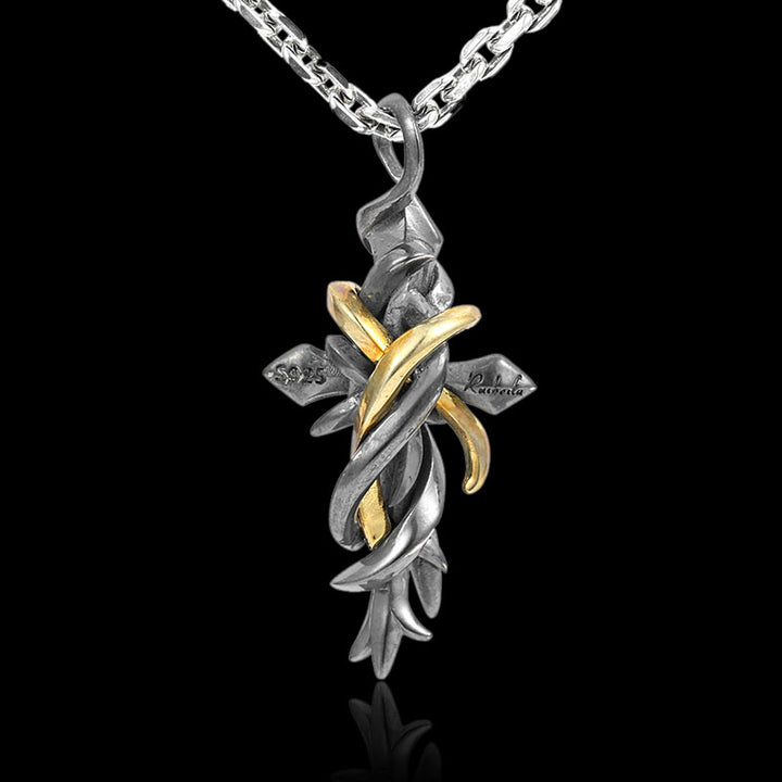 Vintage Twisted Cross 925 Sterling Silver Pendant