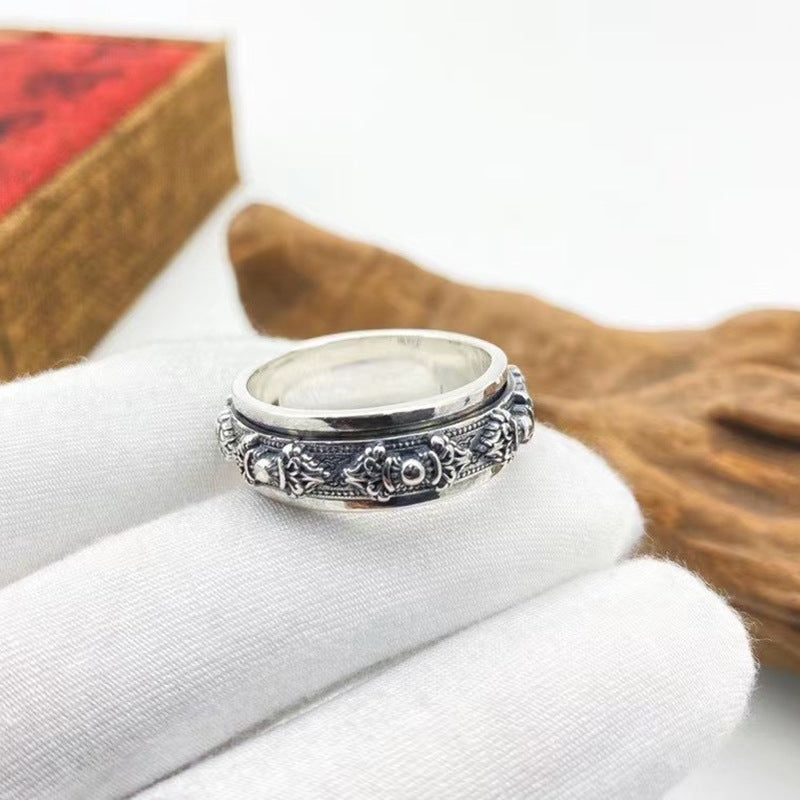 Vintage Vajra 925 Sterling Silver Spinner Ring