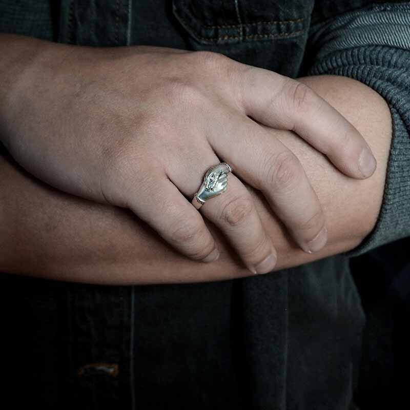 Vintage Viper 925 Sterling Silver Biker Ring 02 | RoyalLuster.com