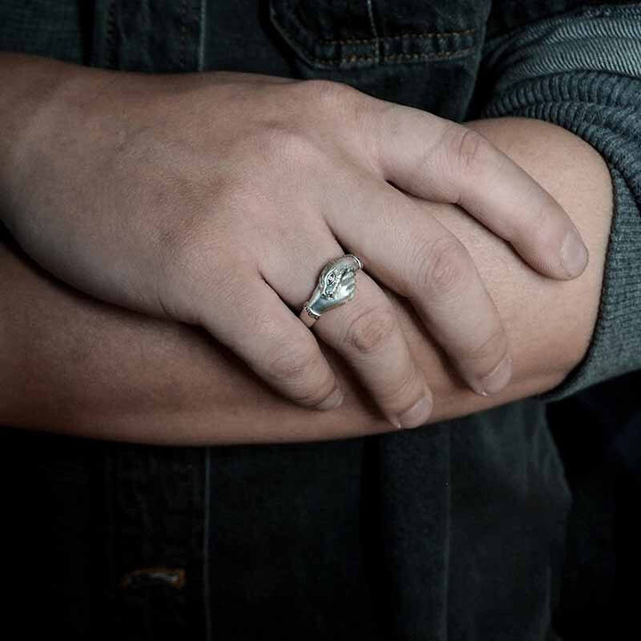 Vintage Viper 925 Sterling Silver Biker Ring 02 | RoyalLuster.com