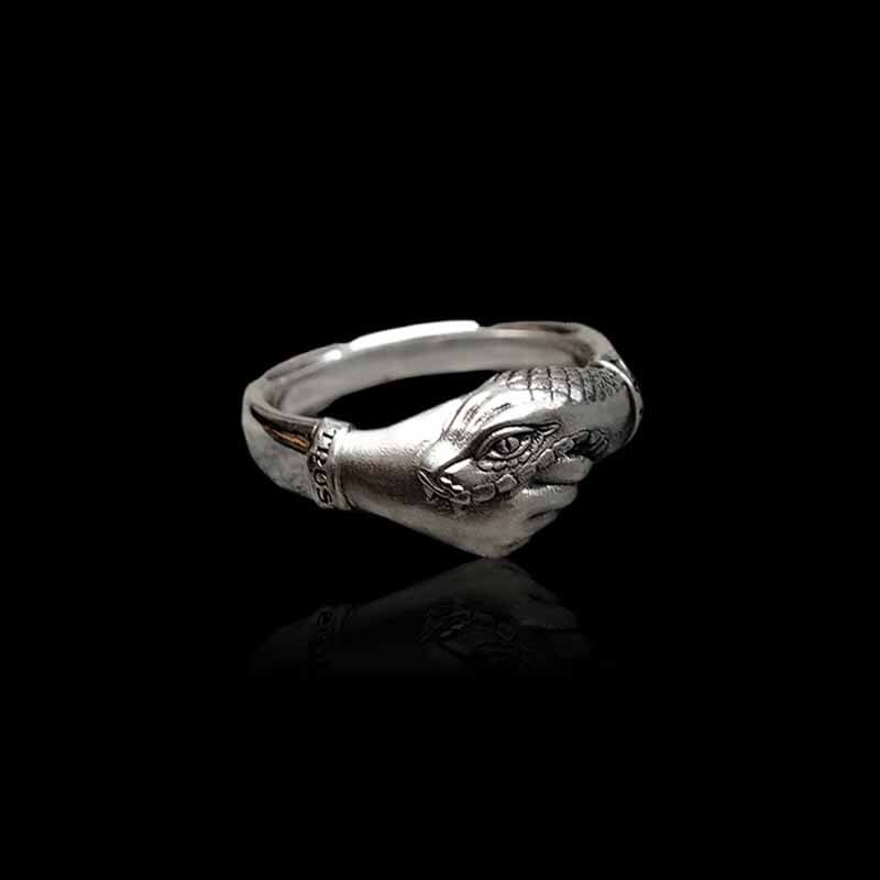 Vintage Viper 925 Sterling Silver Biker Ring 03 | RoyalLuster.com