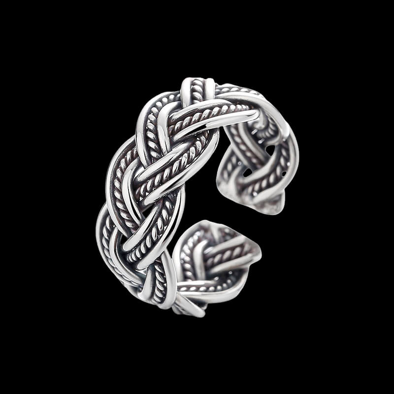 Vintage Woven 925 Sterling Silver Open Ring 01 | RoyalLuster.com