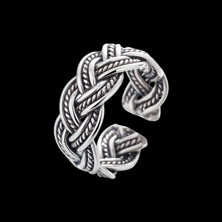 Vintage Woven 925 Sterling Silver Open Ring 01 | RoyalLuster.com