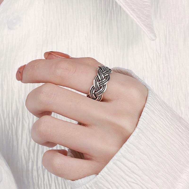 Vintage Woven 925 Sterling Silver Open Ring 02 | RoyalLuster.com
