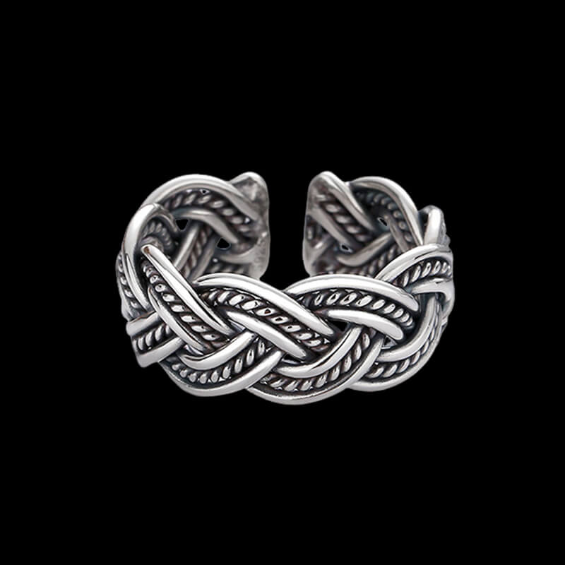 Vintage Woven 925 Sterling Silver Open Ring 03 | RoyalLuster.com