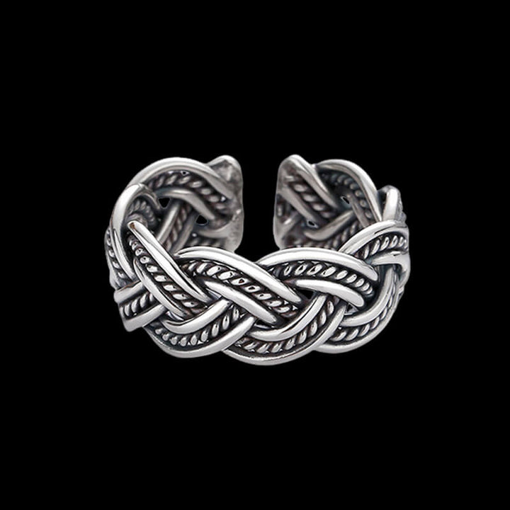 Vintage Woven 925 Sterling Silver Open Ring 03 | RoyalLuster.com