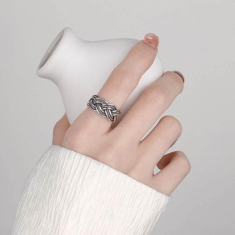 Vintage Woven 925 Sterling Silver Open Ring 04 | RoyalLuster.com