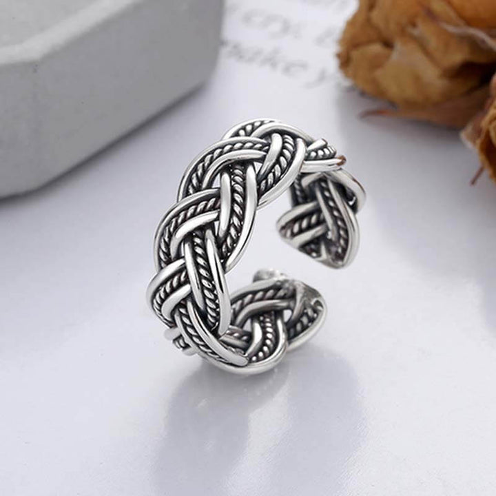 Vintage Woven 925 Sterling Silver Open Ring 05 | RoyalLuster.com