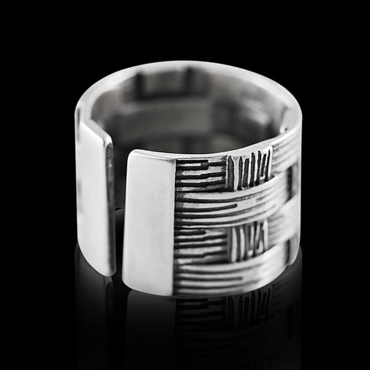 Vintage Woven Bamboo 925 Sterling Silver Ring 01 | RoyalLuster.com