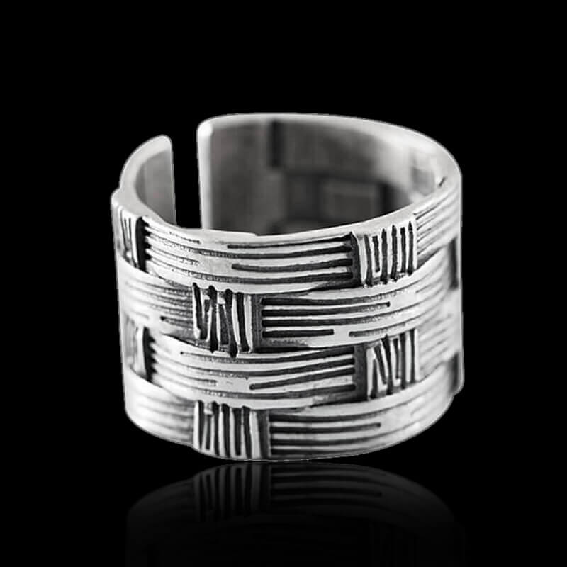 Vintage Woven Bamboo 925 Sterling Silver Ring 05 | RoyalLuster.com