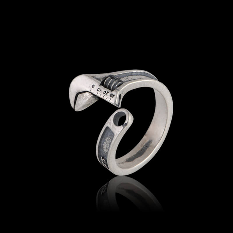 Vintage Wrench Shaped 925 Sterling Silver Ring 01 | RoyalLuster.com